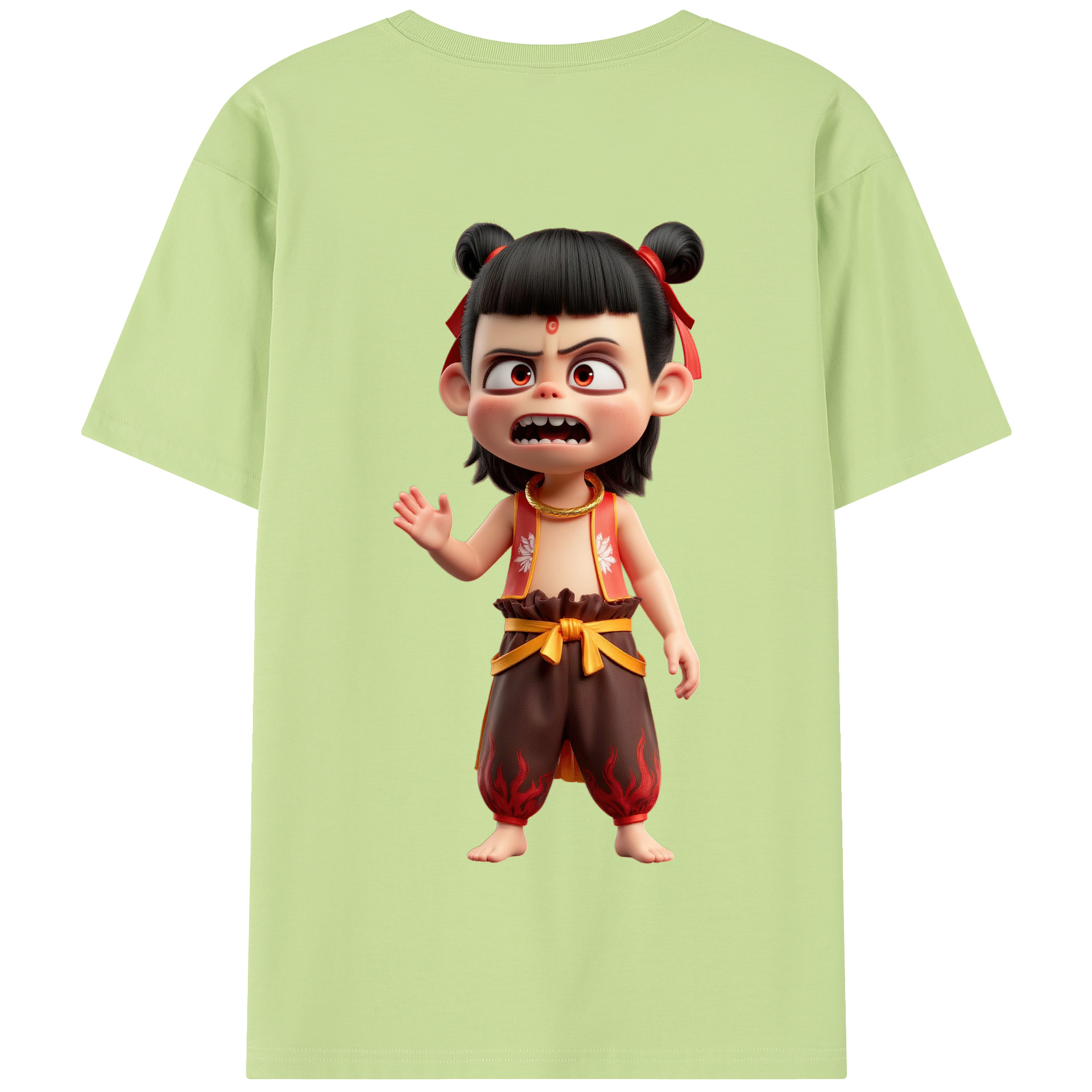 （画像用） Ne Zha 2 ナタ 魔童の大暴れ 綿100％半袖Tシャツ（背面プリント）